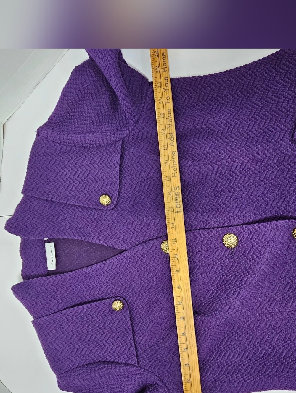 JOAN RIVERS Purple Textured Button-Front Jacket - Picture 14 of 15